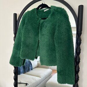 Alice + Olivia Statement Green Faux Fur Jacket